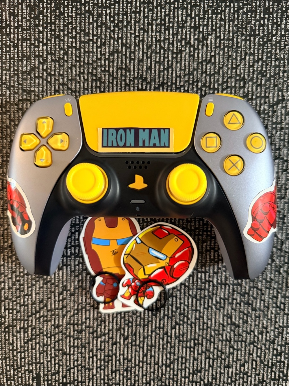 PS5 Silver/Yellow Marvel Iron Man Controller PlayStation 5  100% works
